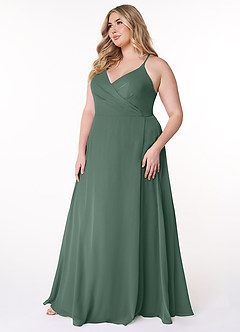 Azazie Davis Bridesmaid Dresses Sea Moss A-Line V-Neck Chiffon Dress image8