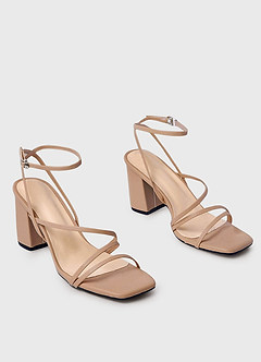 front Ankle Strap Block Heel Sandals