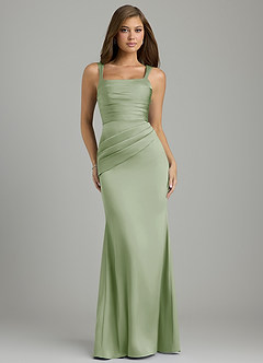 Azazie Vada Bridesmaid Dresses Dusty Sage Mermaid Corset Stretch Satin Dress image1