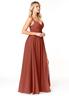 Azazie Chanel Bridesmaid Dresses Auburn A-Line Pleated Chiffon Dress image4