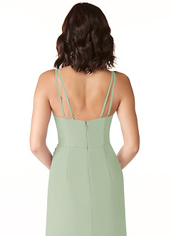 Azazie Leo Bridesmaid Dresses Dusty Sage Mermaid V-Neck Pleated Chiffon Dress image6