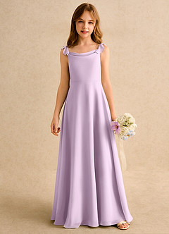 Azazie Puppy Girls Formal Flower Girl Dresses Frosted Lilac A-Line Pleated Chiffon Dress image5