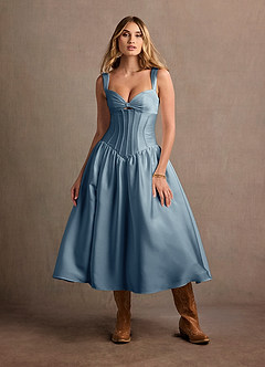 Arwen Powder Blue Dropped Waist Midi Dress image6
