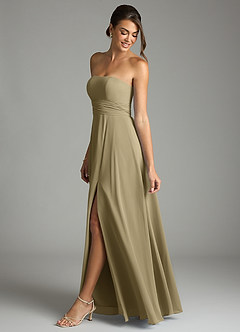 Azazie Tamira Suknie dla druhen Linia A Pofałdowany Szyfon Do ziemi Sukienka image3