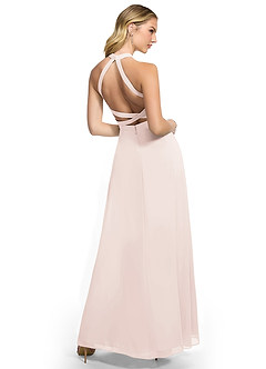 Azazie Clarice Bridesmaid Dresses Rose Petal A-Line Halter Chiffon Dress image4