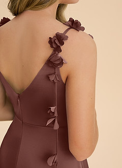 Azazie Gumdrop Junior Espresso Empire Pleated Stretch Satin Dress image6