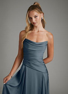 Azazie Gabriela Brautjungfernkleider A-Linie Korsett Stretch-Satin Kleid Zwielichtviolett image4