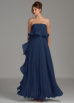 Azazie Alexia Bridesmaid Dresses Dark Navy A-Line Ruched Chiffon Dress image6