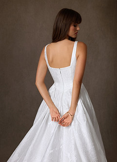 Azazie Priah Vestidos de novia Vestido de Diamante Blanco de Jacquard Floral de Corte Princesa con Escote de Corazón image4