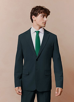 front Savile Dark Green Wool Blend Suit Jacket