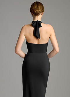 Azazie Raevynn Bridesmaid Dresses Black Mermaid Pleated Premium Stretch Jersey Dress image2