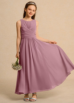 Azazie Ducky Girls Formal Flower Girl Dresses Vintage Mauve A-Line Pleated Chiffon Dress image1
