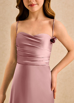 Azazie Kandi Girls Formal Flower Girl Klänningar Klä A-Line i Stretch Satin Älskling Halsringning image6