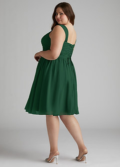 Azazie Angie Robes de demoiselle d'honneur Robe Trapèze en Mousseline de soie Corset Vert Foncé image12