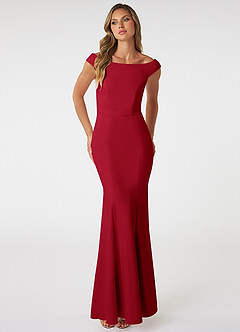 Azazie Nicolina Bridesmaid Dresses Scarlet Mermaid Square Neckline Stretch Crepe Dress image1