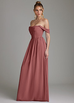 Azazie Caterina Brautjungfernkleider A-Linie Korsett Chiffon Kleid Amethyst image9