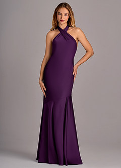 Azazie Lorena Robes de demoiselle d'honneur Robe Sirène en Satin extensible Plissée Grain De Raisin image10