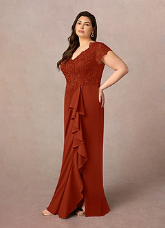 Azazie Carmen Mother of the Bride Dresses Rust Sheath Lace Dress image8