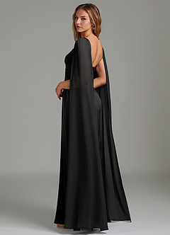 Azazie Niveah Kleider zum Anprobieren zu Hause Wandelbar A-Linie Schulterfrei Stretch-Satin Kleid Schwarz image6