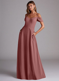 Azazie Marley Bridesmaid Dresses Desert Rose A-Line Off the Shoulder Chiffon Convertible Dress image1