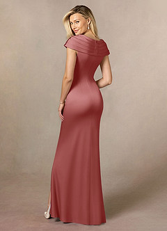 Azazie Anderson Mother of the Bride Dresses Antique Rose A-Line Pleated Stretch Satin Dress image5