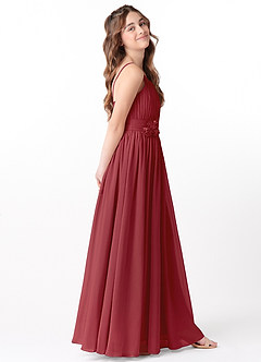 Azazie Astrid Junior Eucalyptus A-Line Floral Chiffon Dress image5