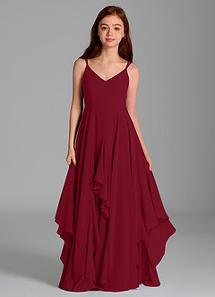 Azazie Karan Junior Abito A-Line in Chiffon Borgogna image4