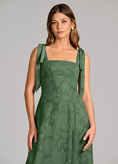 Azazie Debra Bridesmaid Dresses Eucalyptus A-Line with Pockets Floral Burnout Dress image2