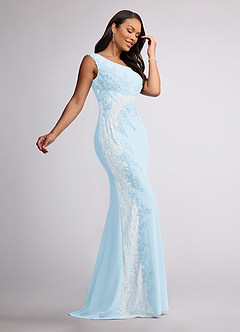 Azazie Juliane Mother of the Bride Dresses Sky Blue Mermaid Sequins Lace Dress image2