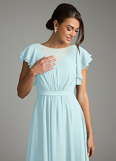 Azazie Daphne Modest Bridesmaid Dresses A-Line Ruffled Chiffon Floor-Length Dress image5