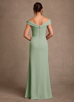 Azazie Jettie Abiti per la Madre della Sposa Abito Tubino in Chiffon Plissettato Verde Salvia image3