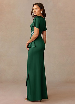 Azazie Robins vestidos de madre de la novia Vestido de Verde Oscuro de Satén Elástico de Corte En A con Plisado image2