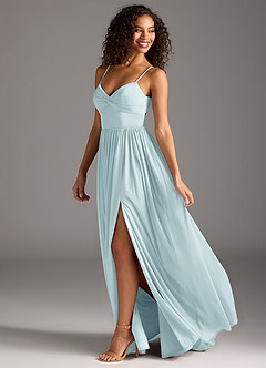 Azazie Zeya Bridesmaid Dresses Mist A-Line Pleated Mesh Dress image1