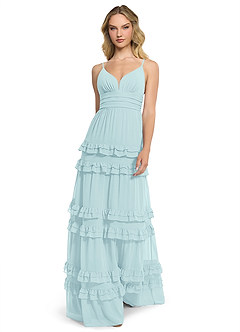 Azazie Rachel Bridesmaid Dresses Sea Glass A-Line Chiffon Dress image1