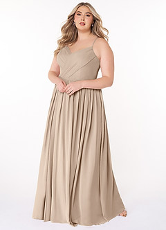 Azazie Cora Bridesmaid Dresses Taupe A-Line Pleated Chiffon Dress image8