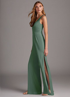 Azazie Ida Venta Final Eucalipto de Chifón elástico de Mono con Plisado image2