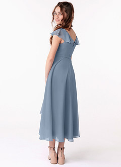 Azazie Posie Junior MAI TAI A-Line Ruched Chiffon Dress image4