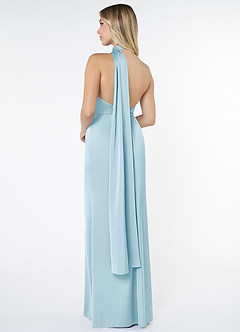 Azazie Kaylani Bridesmaid Dresses Sky Blue Mermaid High Neck Stretch Satin Dress image2