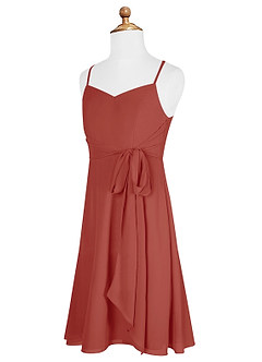 Azazie Doll Junior Terracotta A-Line Bow Chiffon Dress image7