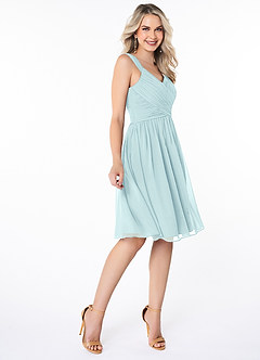 Azazie Angie Bridesmaid Dresses Sea Glass A-Line Corset Chiffon Dress image4