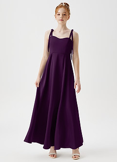 Azazie Rosey Junior Robe Trapèze en Satin extensible Encolure en Forme de Cœur Grain De Raisin image4