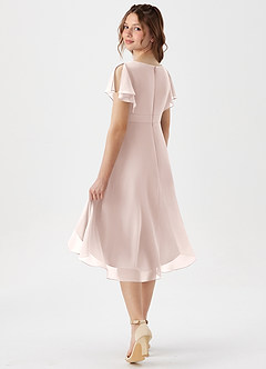 Azazie Graciela Junior Vestido de Pétalo De Rosa de Gasa de Corte En A con Plisado image5