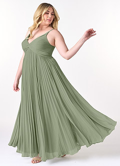 Azazie Raychelle Bridesmaid Dresses Pistachio A-Line V-Neck Chiffon Dress image10