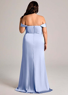 Azazie Johana Bridesmaid Dresses Ice Mermaid Off the Shoulder Stretch Satin Convertible Dress image11