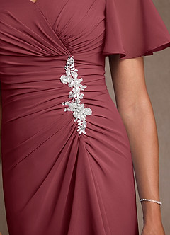 Azazie Suffolk Mother of the Bride Dresses Merlot A-Line Pleated Chiffon Dress image5