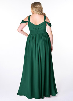 Azazie Lianne Bridesmaid Dresses Emerald A-Line Off the Shoulder Chiffon Dress image8