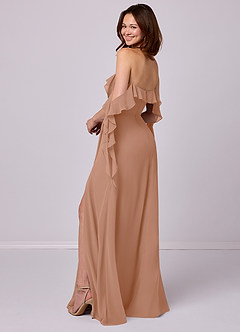 Barbie ♥ Azazie Bridesmaid Dresses Champagne Rose A-Line Off the Shoulder Chiffon Convertible Dress image3