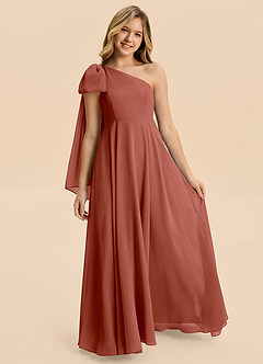 Azazie Averie Junior Auburn A-Line Pleated Chiffon Dress image5