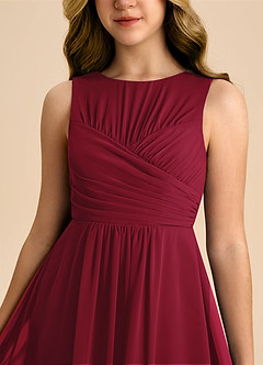 Azazie Skyla Junior Burgundy A-Line Pleated Chiffon Dress image7