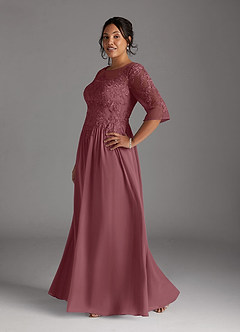 Azazie Mirielle Mother of the Bride Dresses Desert Rose A-Line Scoop Lace Chiffon Dress image4